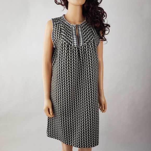 J. Crew Dresses & Skirts - J. Crew Tribal Print Black Blue Sleeveless Dress